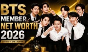 BTS Net Worth 2026 featuring all seven BTS members with estimated individual net worth