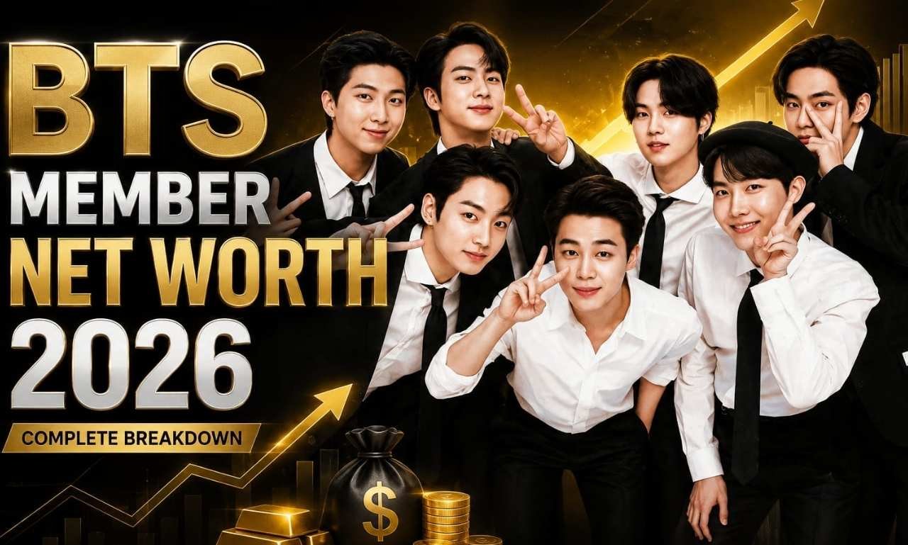 BTS Net Worth 2026 featuring all seven BTS members with estimated individual net worth